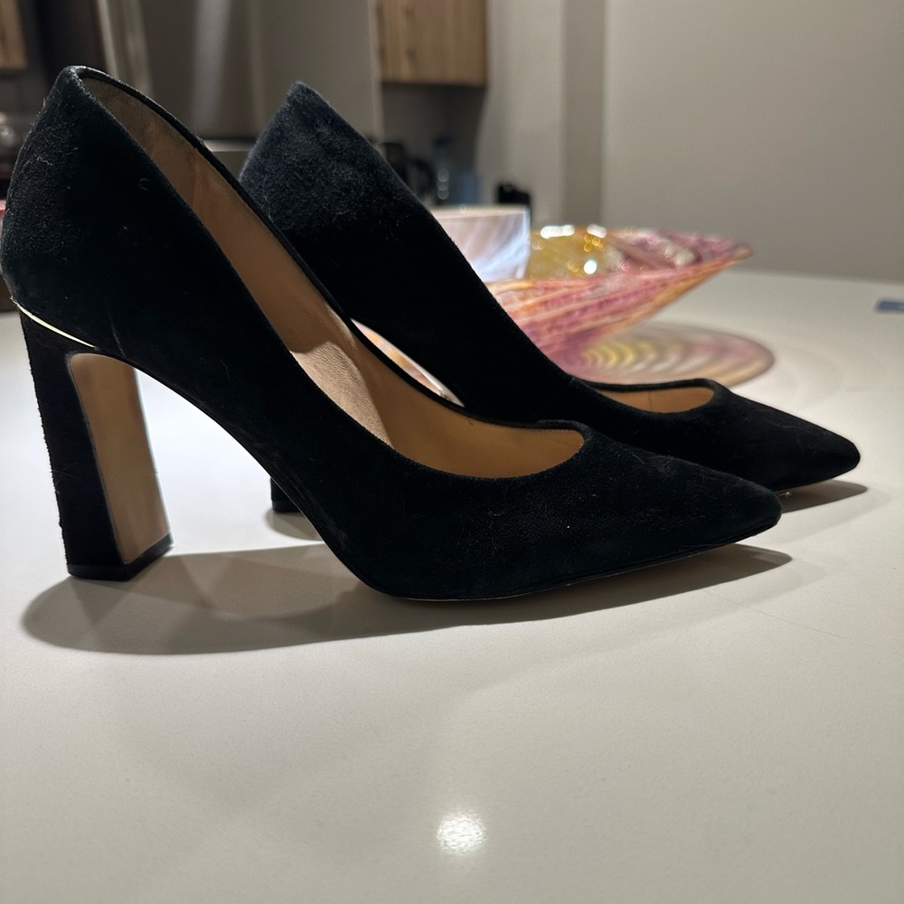 Aldo suede and gold heels